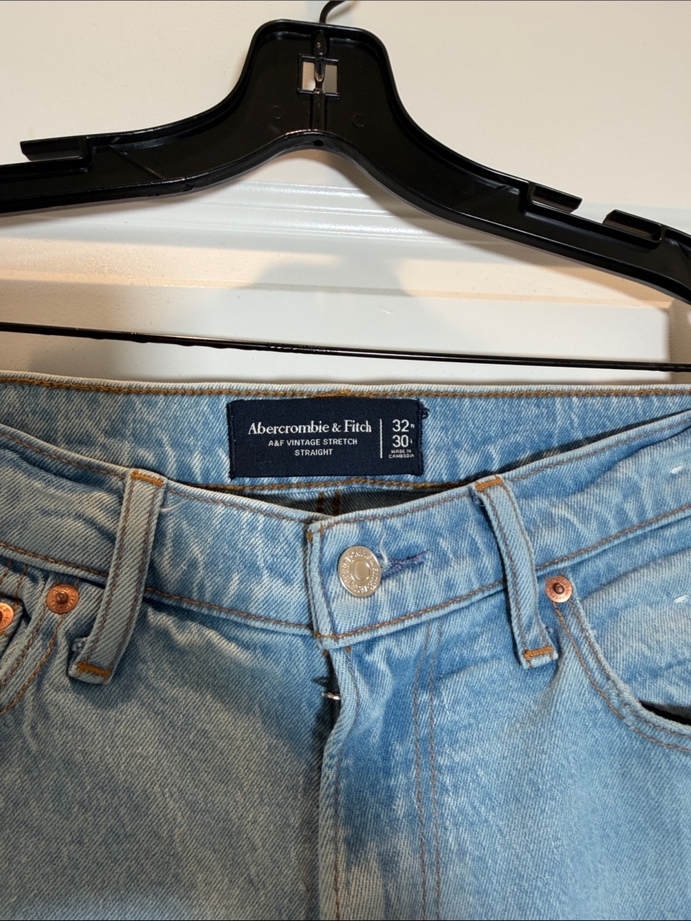 Abercrombie & Fitch Vintage Stretch Straight Jeans Size 32W 30L - Picture 6 of 10